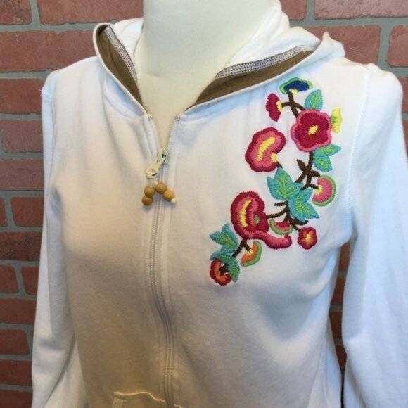 Oleg Cassini Women’s Hooded Jacket Size Small Zip Up Hoodie Embroidered - Picture 3 of 8